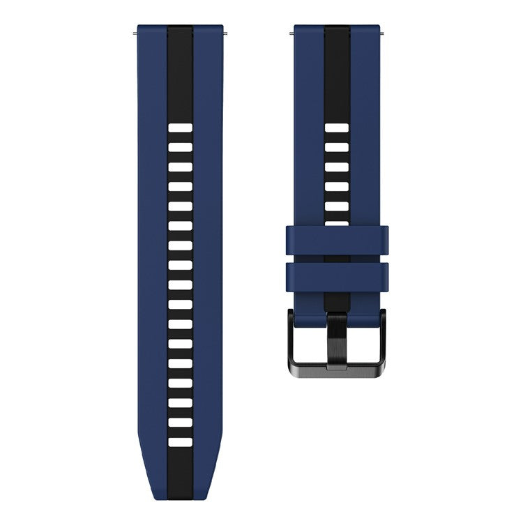 KALEBOL 22mm Dual Color Silicone Strap for Samsung Galaxy Watch3 45mm / Huawei Watch GT 5 46mm / GT 5 Pro 46mm Watch Band - Dark Blue+Black