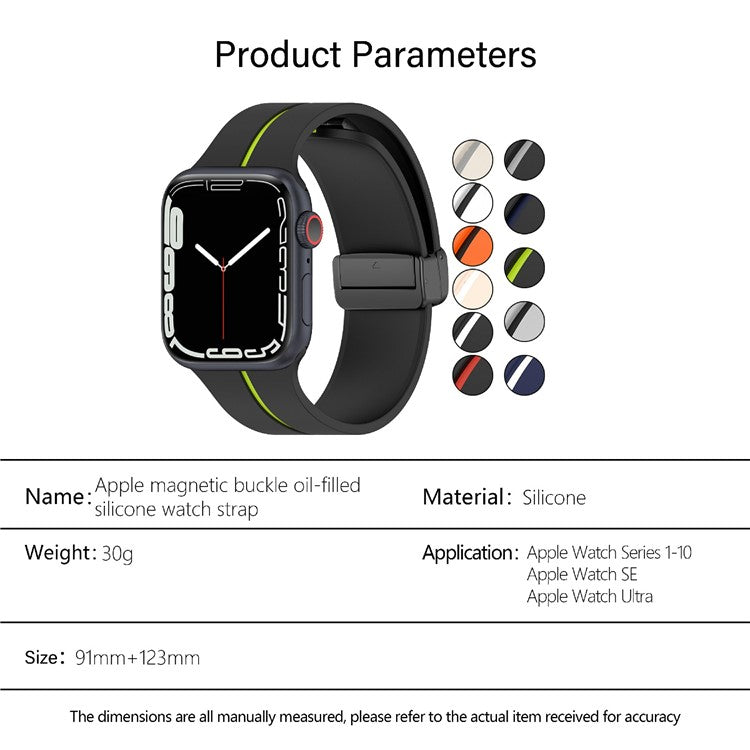 KALEBOL Magnetic Silicone Strap for Apple Watch Series 10 9 8 7 SE 6 5 4 3 2 1 42mm 41mm 40mm 38mm Stripe Watch Band - White+Black
