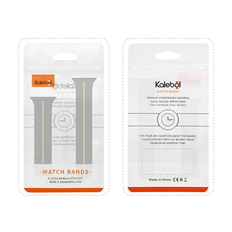 KALEBOL Magnetic Silicone Strap for Apple Watch Series 10 9 8 7 SE 6 5 4 3 2 1 42mm 41mm 40mm 38mm Stripe Watch Band - White+Black