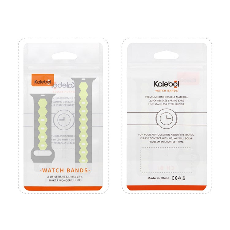 KALEBOL Football Pattern Silicone Strap for Apple Watch Series 10 Ultra 9 8 7 SE 6 5 4 3 2 1 46mm 49mm 45mm 44mm 42mm Watch Band - Orange+Black