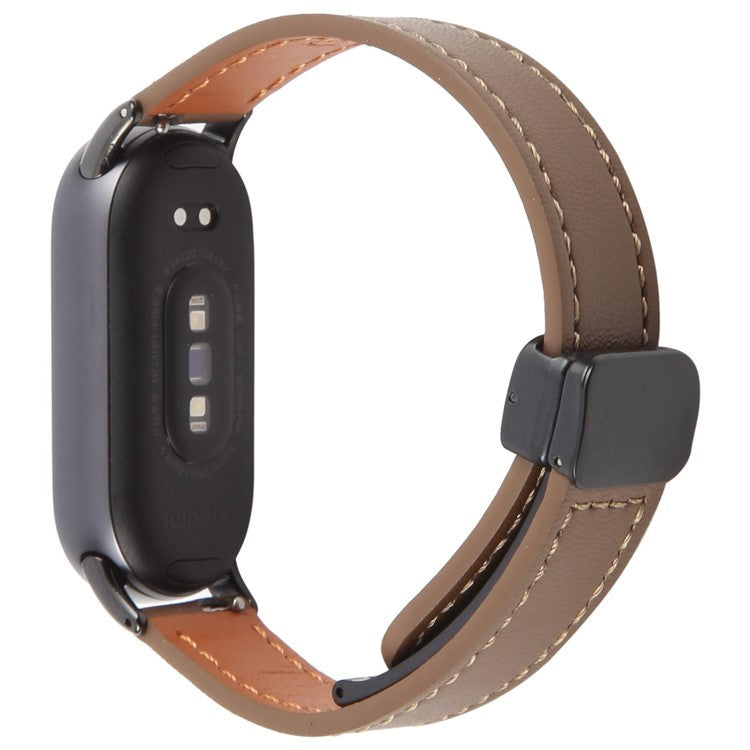 For Xiaomi Smart Band 9 / 8 Foldable Magnetic Black Buckle Microfiber Leather Watch Strap - Brown