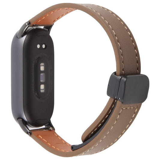 For Xiaomi Smart Band 9 / 8 Foldable Magnetic Black Buckle Microfiber Leather Watch Strap - Brown