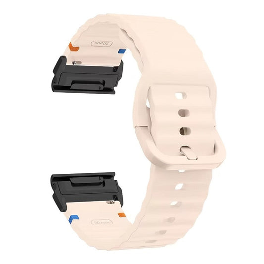 Watch Band for Garmin Fenix 8 51mm / Enduro 3 / Enduro 2 Quick Release Wavy Texture Silicone Strap with Black Connector - Pink
