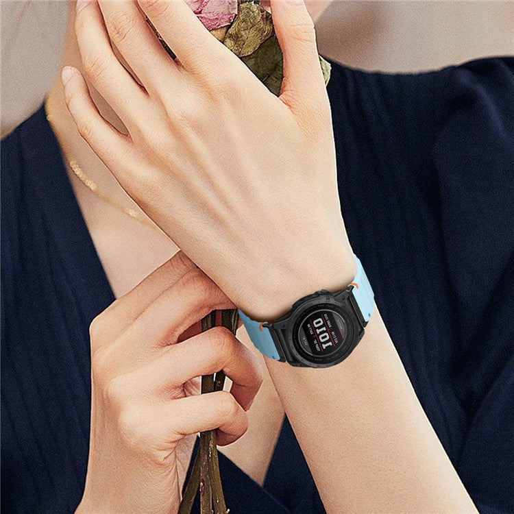 Watch Band for Garmin Fenix 8 51mm / Enduro 3 / Enduro 2 Quick Release Wavy Texture Silicone Strap with Black Connector - White