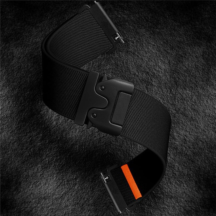 20mm Watch Band for Huawei Watch GT 3 42mm / Samsung Galaxy Watch7 44mm 40mm / Huami Amazfit Bip 3 Elastic Nylon Braided Strap - Black