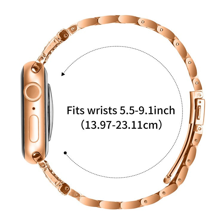 Watch Strap for Apple Watch Series 10 Ultra 9 8 7 SE 6 5 4 3 2 1 46mm 49mm 45mm 44mm 42mm M-Type Stainless Steel Band - Rose Gold