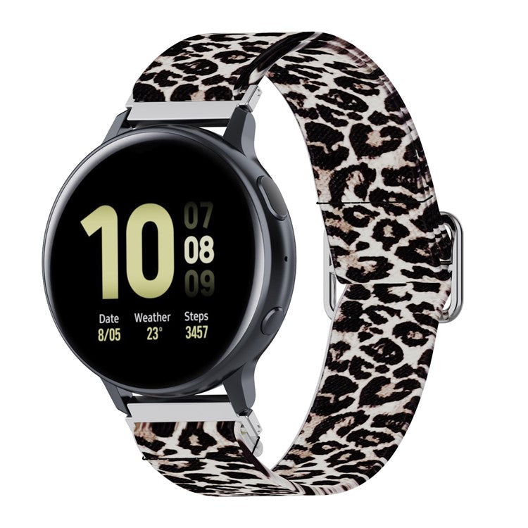 20mm Nylon Watch Band Replacement Watchstrap for Samsung Galaxy Watch Active/Active 2 - Leopard