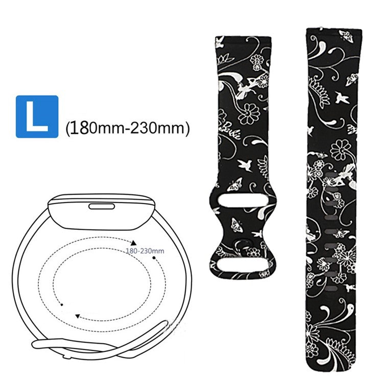 Pattern Printing Design Silicone Watch Band Strap Replacement Size L for Fitbit Versa 3 - Style A