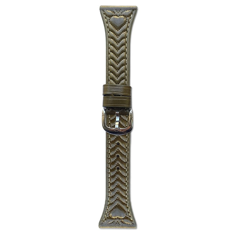22mm Watch Band For Huawei Watch GT 5 Pro 46mm  /  GT 5 46mm  /  GT 4 46mm  /  Watch 4 Heart Pattern Embossed Genuine Leather Strap - Green