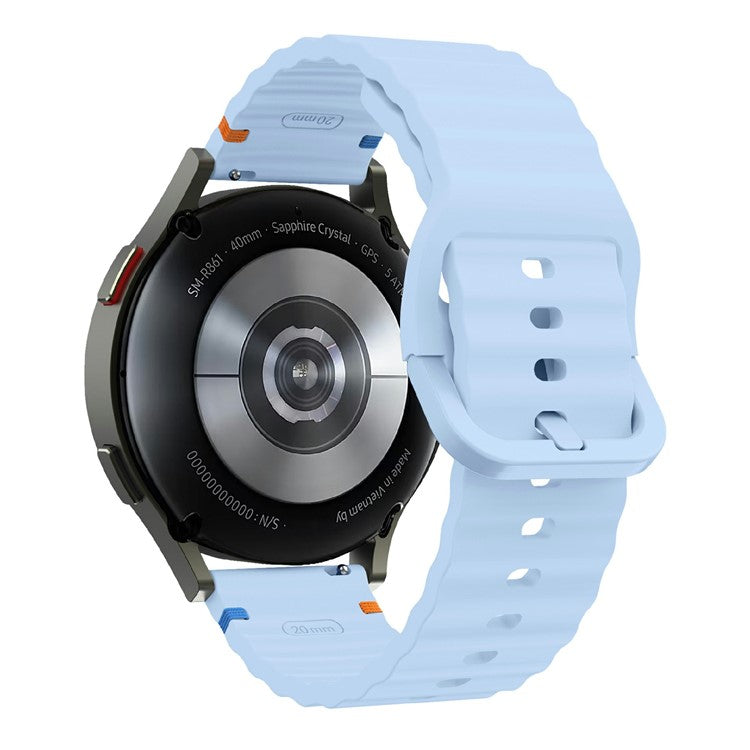Watch Band For Garmin Vivomove 3 / Samsung Galaxy Watch3 41mm / Huawei Watch GT 2 42mm , 20mm Silicone Strap with Wave Pattern - Baby Blue