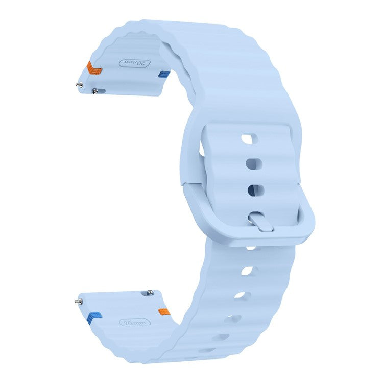 Watch Band For Garmin Vivomove 3 / Samsung Galaxy Watch3 41mm / Huawei Watch GT 2 42mm , 20mm Silicone Strap with Wave Pattern - Baby Blue