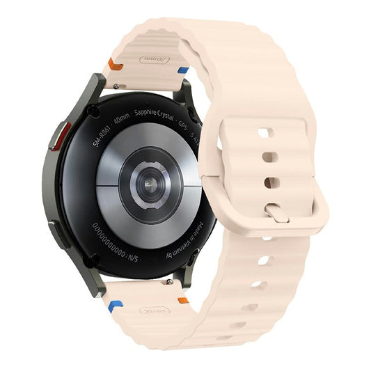 22mm Watch Band for Samsung Galaxy Watch3 45mm / Watch 46m / Huawei Watch GT Wavy Pattern Silicone Strap - Pink