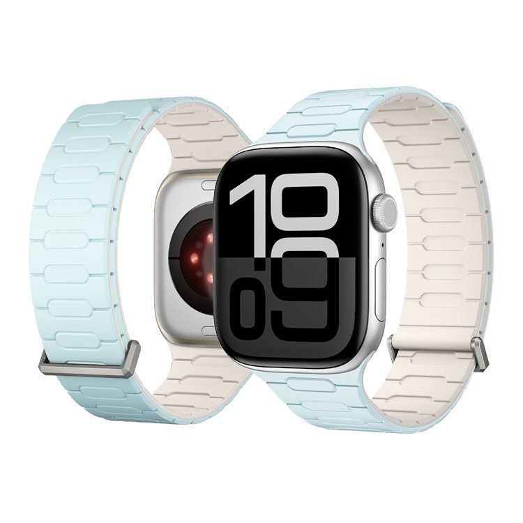 AP Magnetic Watch Band for Apple Watch Series 10 Ultra 9 8 7 SE 6 5 4 3 2 1 46mm 49mm 45mm 44mm 42mm Silicone Sport Strap - Baby Blue+Starlight