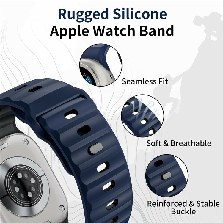 Watch Band for Apple Watch Series 10 Ultra 9 8 7 SE 6 5 4 3 2 1 46mm 49mm 45mm 44mm 42mm Dual Color Silicone Strap - Black / Grey