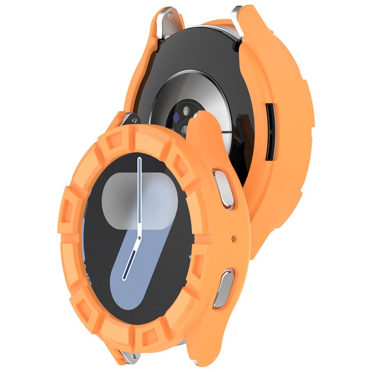 For Samsung Galaxy Watch7 44mm Watch Case Hollow Armor Soft TPU Watch Frame - Orange