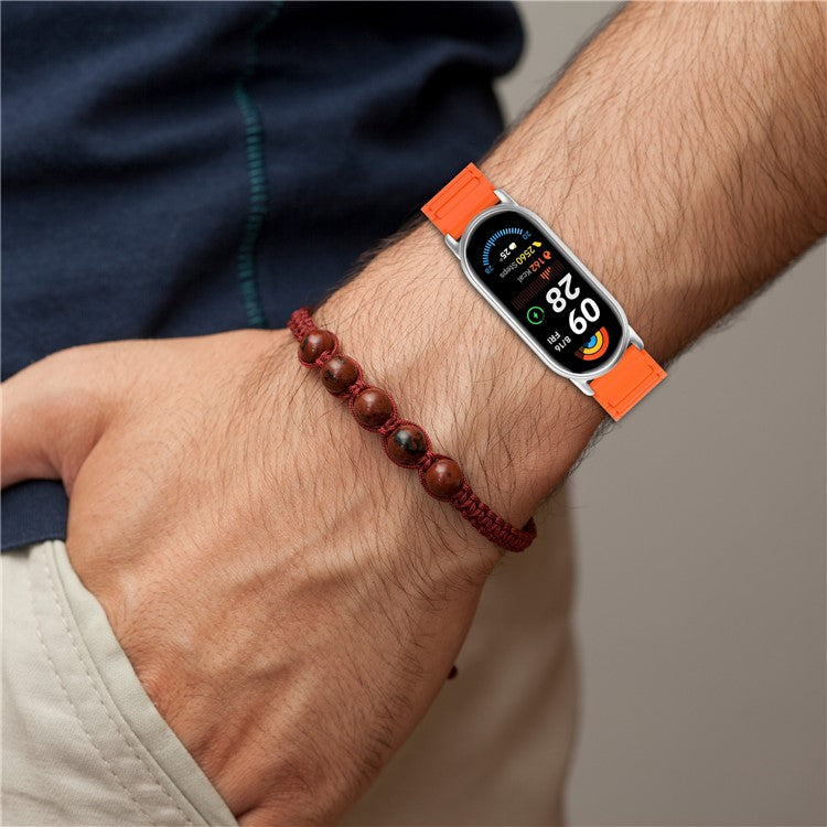 Magnetic Silicone Strap for Xiaomi Smart Band 9 NFC / 9 / 8 NFC / 8 Replacement Wristband with Connectors - Wine Red+Black