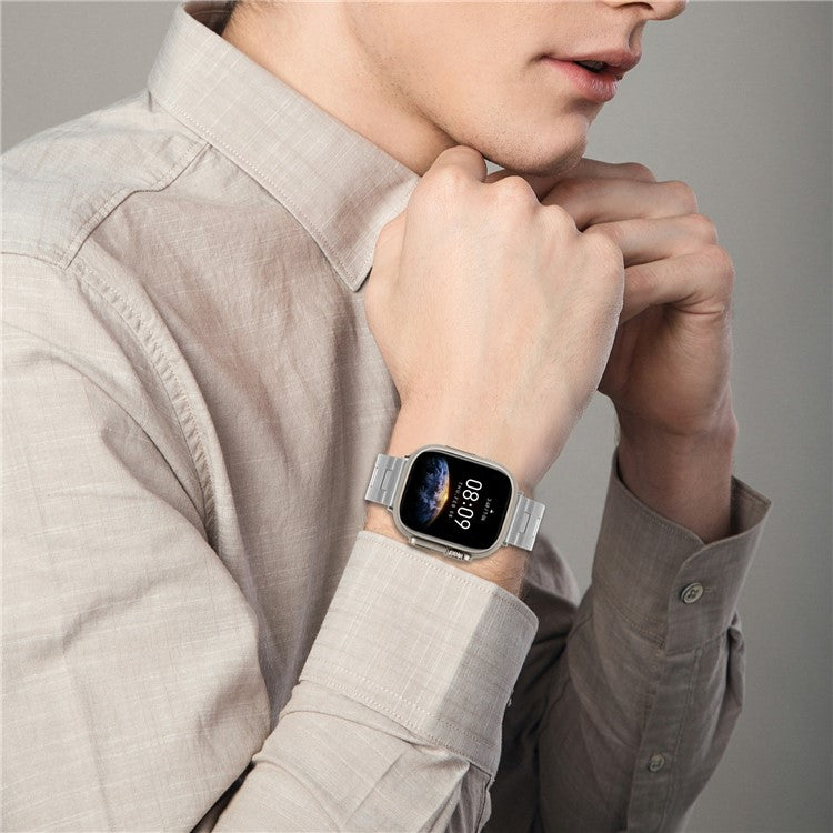 Watch Strap For Apple Watch Series 10 Ultra 9 8 7 SE 6 5 4 3 2 1 46mm 49mm 45mm 44mm 42mm H-Type Butterfly Clasp Stainless Steel Band Silver