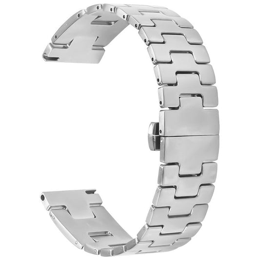 Watch Strap For Fitbit Versa Lite  /  Versa 2  /  Versa H-Type Butterfly Clasp Stainless Steel Band Silver