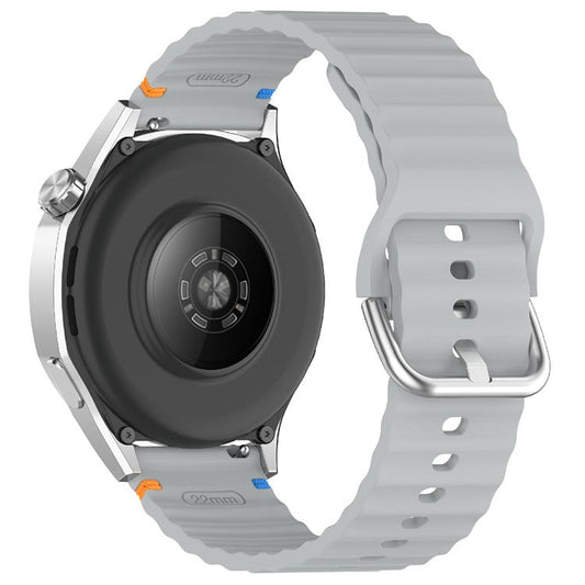 22mm Silicone Band for Samsung Galaxy Watch 46mm  /  Watch3 45mm  /  Gear S3 Classic  /  Gear S3 Frontier Wave Design Watch Strap - Grey
