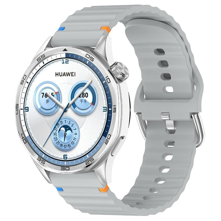 22mm Silicone Band for Samsung Galaxy Watch 46mm  /  Watch3 45mm  /  Gear S3 Classic  /  Gear S3 Frontier Wave Design Watch Strap - Grey