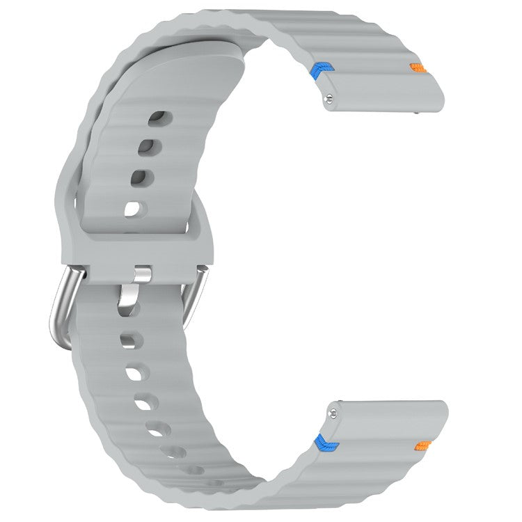 22mm Silicone Band for Samsung Galaxy Watch 46mm  /  Watch3 45mm  /  Gear S3 Classic  /  Gear S3 Frontier Wave Design Watch Strap - Grey