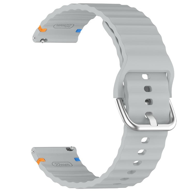 22mm Silicone Band for Samsung Galaxy Watch 46mm  /  Watch3 45mm  /  Gear S3 Classic  /  Gear S3 Frontier Wave Design Watch Strap - Grey