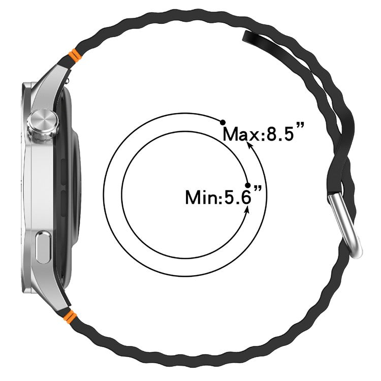 22mm Silicone Band for Samsung Galaxy Watch 46mm  /  Watch3 45mm  /  Gear S3 Classic  /  Gear S3 Frontier Wave Design Watch Strap - Grey