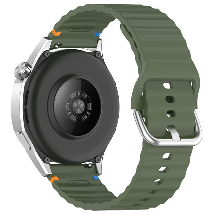 20mm Silicone Watch Band Stitch Line Wave Design Wrist Strap for Huawei / Samsung / Garmin Smartwatches - Army Green