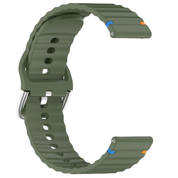 20mm Silicone Watch Band Stitch Line Wave Design Wrist Strap for Huawei / Samsung / Garmin Smartwatches - Army Green
