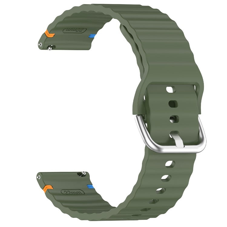 20mm Silicone Watch Band Stitch Line Wave Design Wrist Strap for Huawei / Samsung / Garmin Smartwatches - Army Green