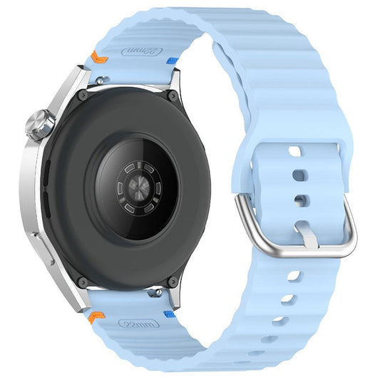 20mm Silicone Watch Band Stitch Line Wave Design Wrist Strap for Huawei / Samsung / Garmin Smartwatches - Baby Blue