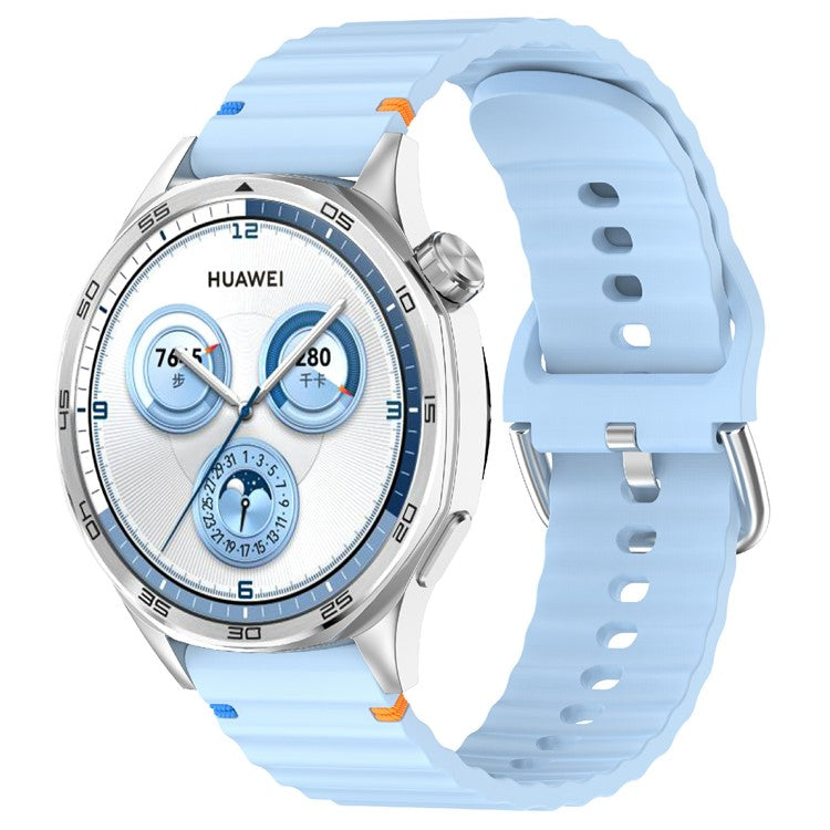 20mm Silicone Watch Band Stitch Line Wave Design Wrist Strap for Huawei / Samsung / Garmin Smartwatches - Baby Blue