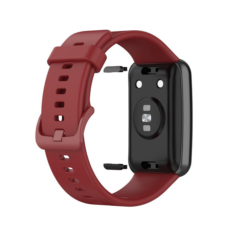 Silicone Solid Color Watch Strap for Huawei Watch Fit Special Edition B39 / (TIA-B09 / TIA-B19) - Wine Red