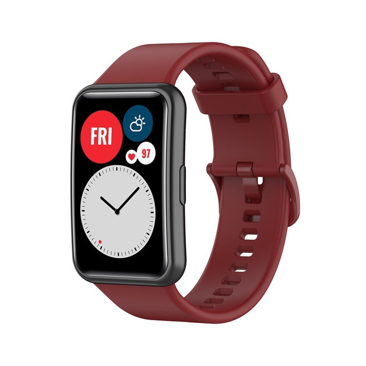 Silicone Solid Color Watch Strap for Huawei Watch Fit Special Edition B39 / (TIA-B09 / TIA-B19) - Wine Red