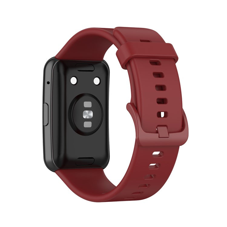 Silicone Solid Color Watch Strap for Huawei Watch Fit Special Edition B39 / (TIA-B09 / TIA-B19) - Wine Red