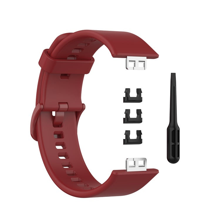 Silicone Solid Color Watch Strap for Huawei Watch Fit Special Edition B39 / (TIA-B09 / TIA-B19) - Wine Red