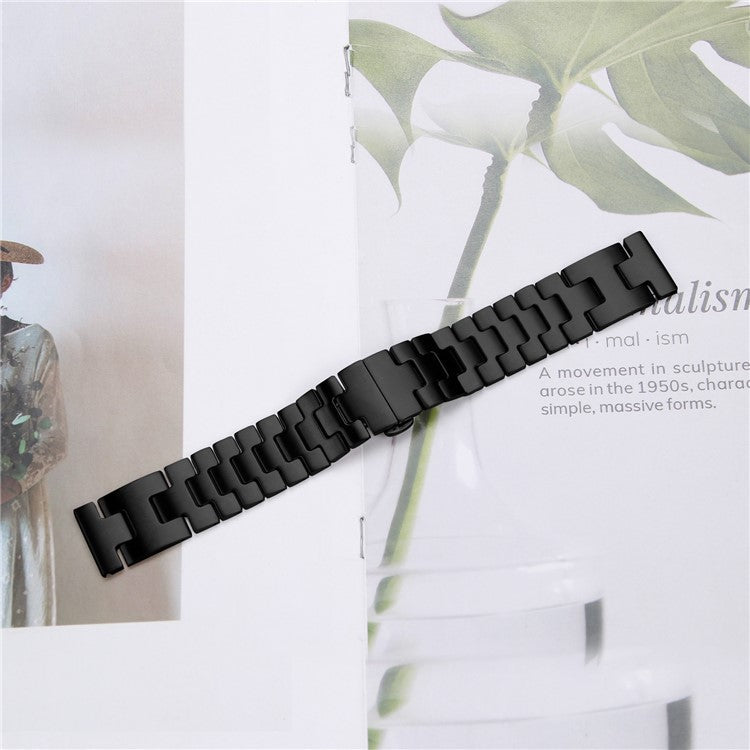 For Huawei Watch 3 / 3 Pro Replacement Strap H Type Metal Watch Band - Black