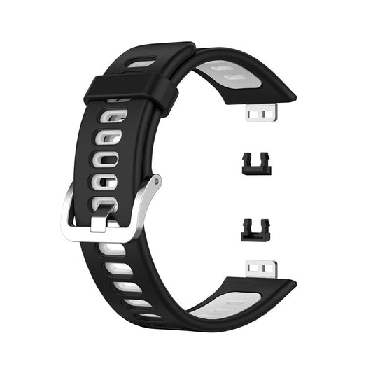 Dual Color Silicone Watch Strap for Huawei Watch Fit Special Edition B39 / (TIA-B09 / TIA-B19) - Black / White