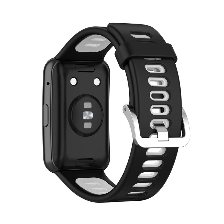 Dual Color Silicone Watch Strap for Huawei Watch Fit Special Edition B39 / (TIA-B09 / TIA-B19) - Black / White