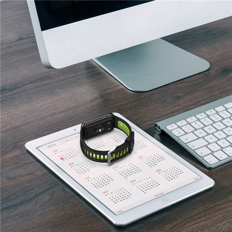 Dual Color Silicone Watch Strap for Huawei Watch Fit Special Edition B39 / (TIA-B09 / TIA-B19) - Black / White