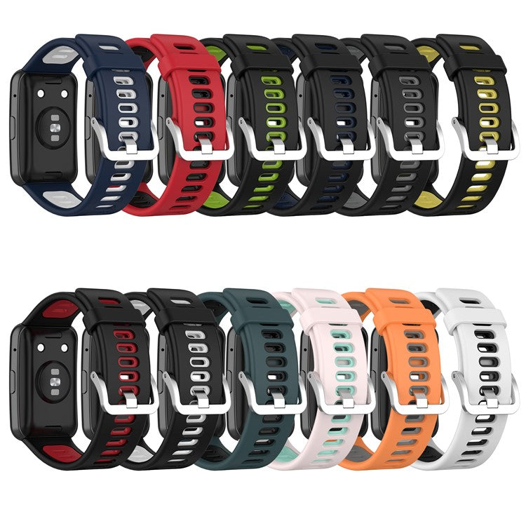 Dual Color Silicone Watch Strap for Huawei Watch Fit Special Edition B39 / (TIA-B09 / TIA-B19) - Black / White