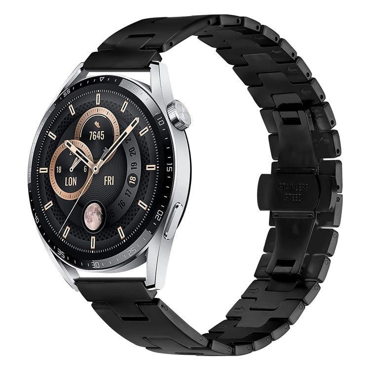 For Huawei Watch GT Replacement Strap H Type Metal Watch Band - Black