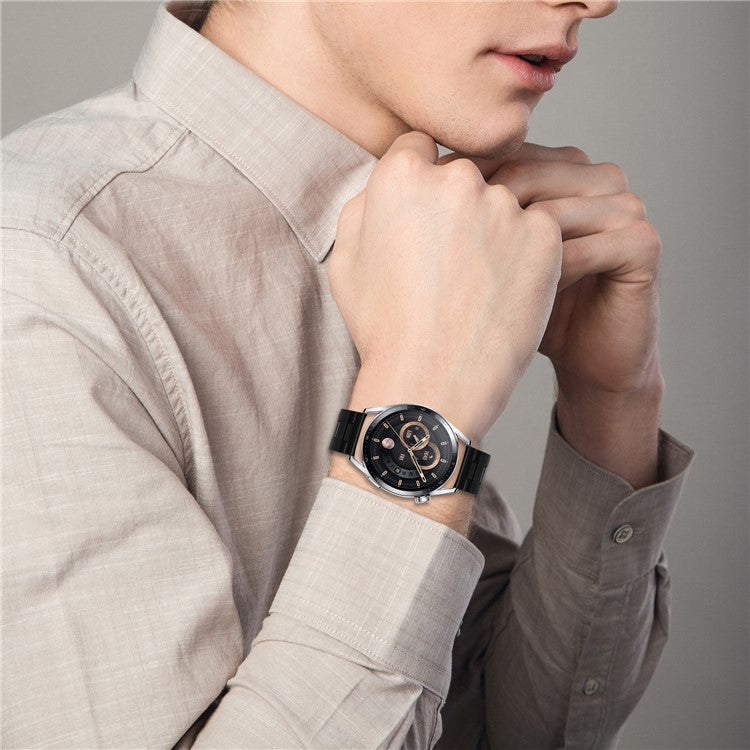 For Huawei Watch GT Replacement Strap H Type Metal Watch Band - Black