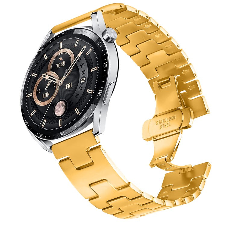 For Huawei Watch GT Replacement Strap H Type Metal Watch Band - Gold
