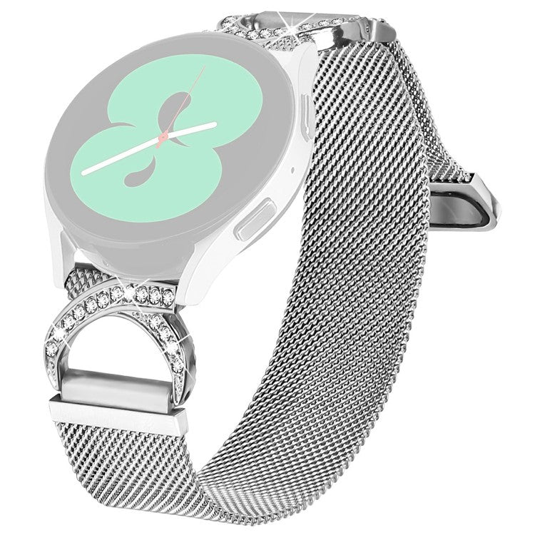 Watch Band for Samsung Galaxy Watch Active2 44mm / 40mm Milanese Silver Metal Strap Rhinestone Decor