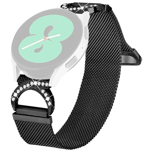 Watch Band for Garmin D2 Air X10 / Bounce Milanese Metal Strap Rhinestone Decor - Black