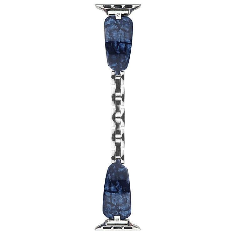 Watch Strap for Apple Watch Series 10 Ultra 9 8 7 SE 6 5 4 3 2 1 46mm 49mm 45mm 44mm 42mm Rhinestone Decor Resin Metal Wrist Band - Dark Blue