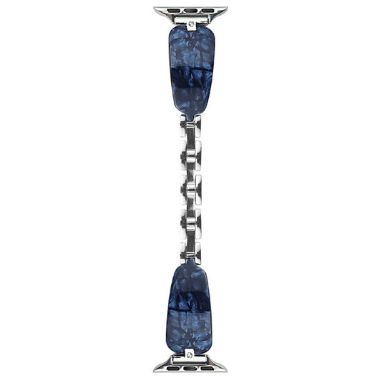 Watch Strap for Apple Watch Series 10 Ultra 9 8 7 SE 6 5 4 3 2 1 46mm 49mm 45mm 44mm 42mm Rhinestone Decor Resin Metal Wrist Band - Dark Blue
