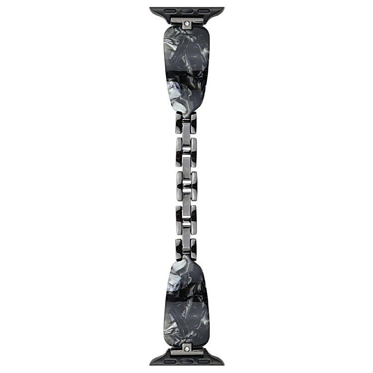 Watch Strap for Apple Watch Series 10 9 8 7 SE 6 5 4 3 2 1 42mm 41mm 40mm 38mm Rhinestone Decor Resin Metal Wrist Band - Black