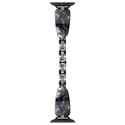 Watch Strap for Apple Watch Series 10 9 8 7 SE 6 5 4 3 2 1 42mm 41mm 40mm 38mm Rhinestone Decor Resin Metal Wrist Band - Black